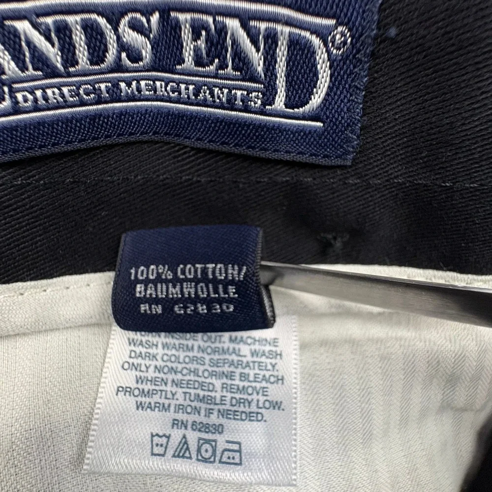 (2) Lands' End Mens 36-R Black Pleated Cuffed Dress Pants Wardrobe Staple *READ*